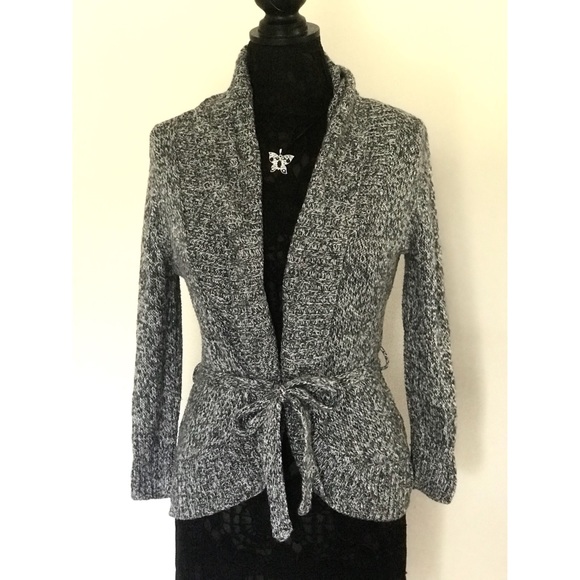 Iz Byer Sweaters - Gray Knit Cardigan w/ Tie
